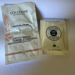 L'OCCITANE Cream and Peach Reine Blanche Illuminating Sheet Mask & Eye Patches